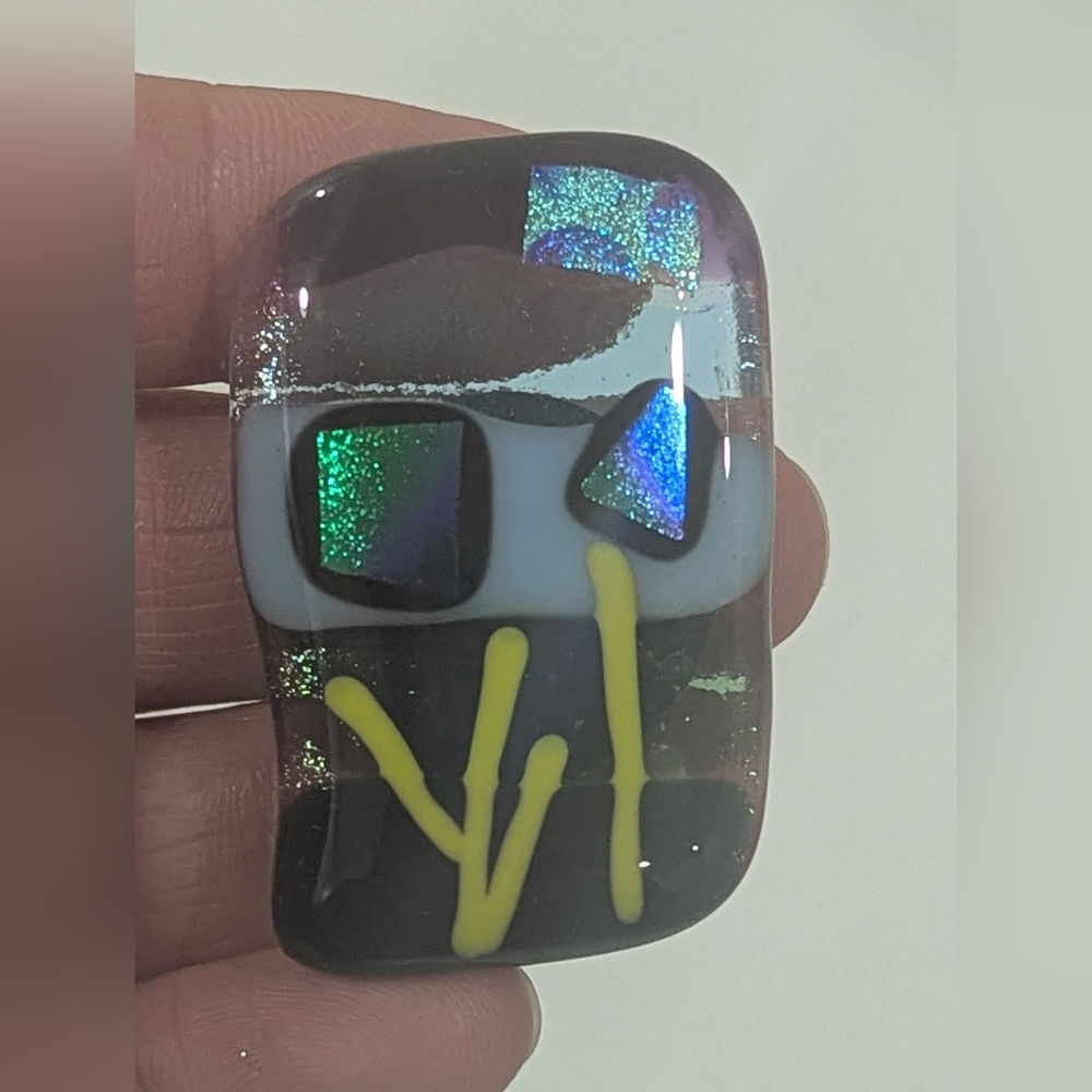 Hand Crafted artisan made fused glass landscape magnet. Stocking Stuffer
